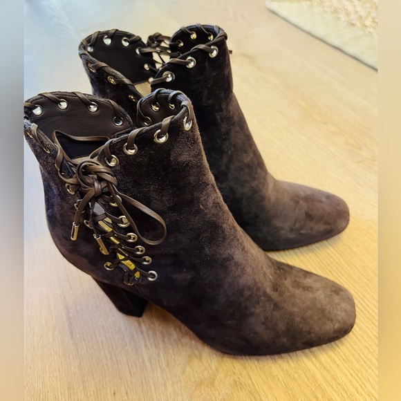 SALVATORE FERRAGAMO. Women’s Brown Suede Ankle Heeled Boots - Picture 1 of 6